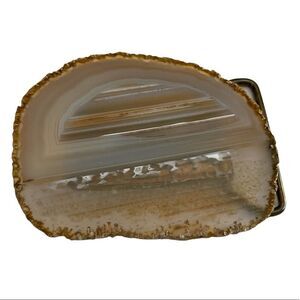 POLISHED Geode Agate Gemstone Slice Belt Buckle
